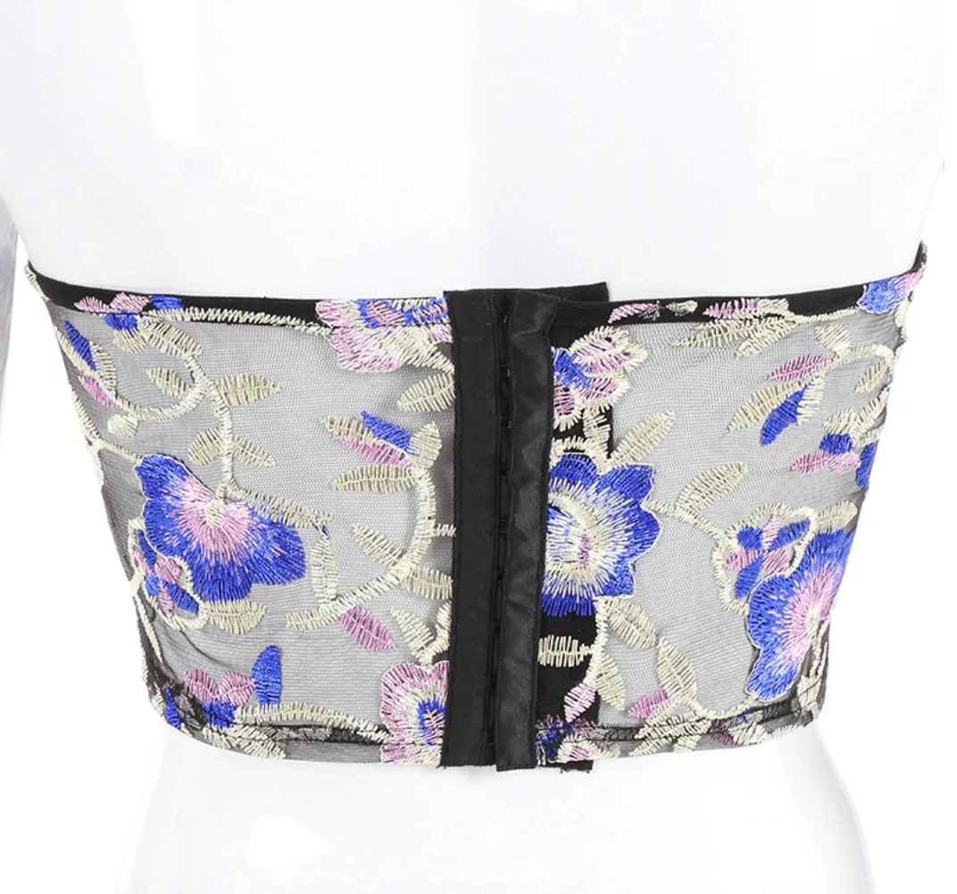 Chic Floral Embroidery Corset