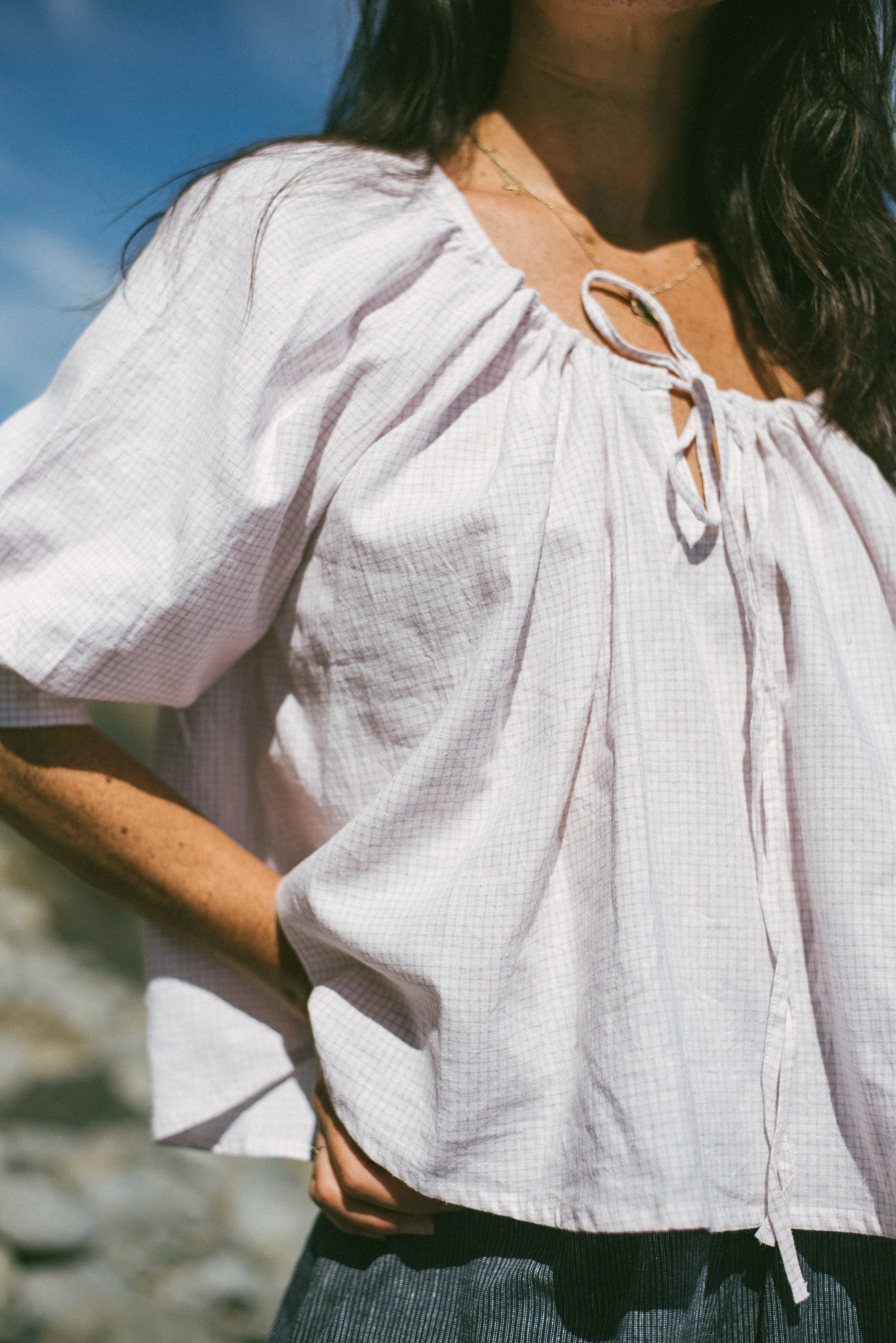 Chloe Blouse Vanilla Plaid