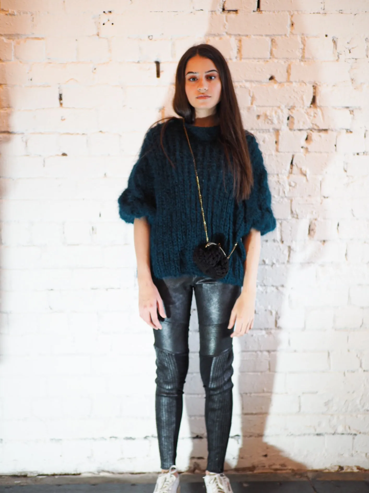 Hand knit cable sleeve sweater (alpaca)