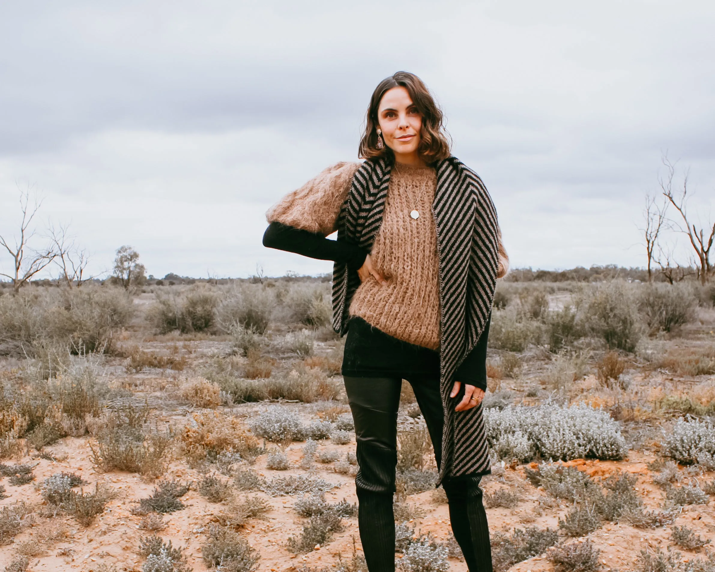 Hand knit cable sleeve sweater (alpaca)