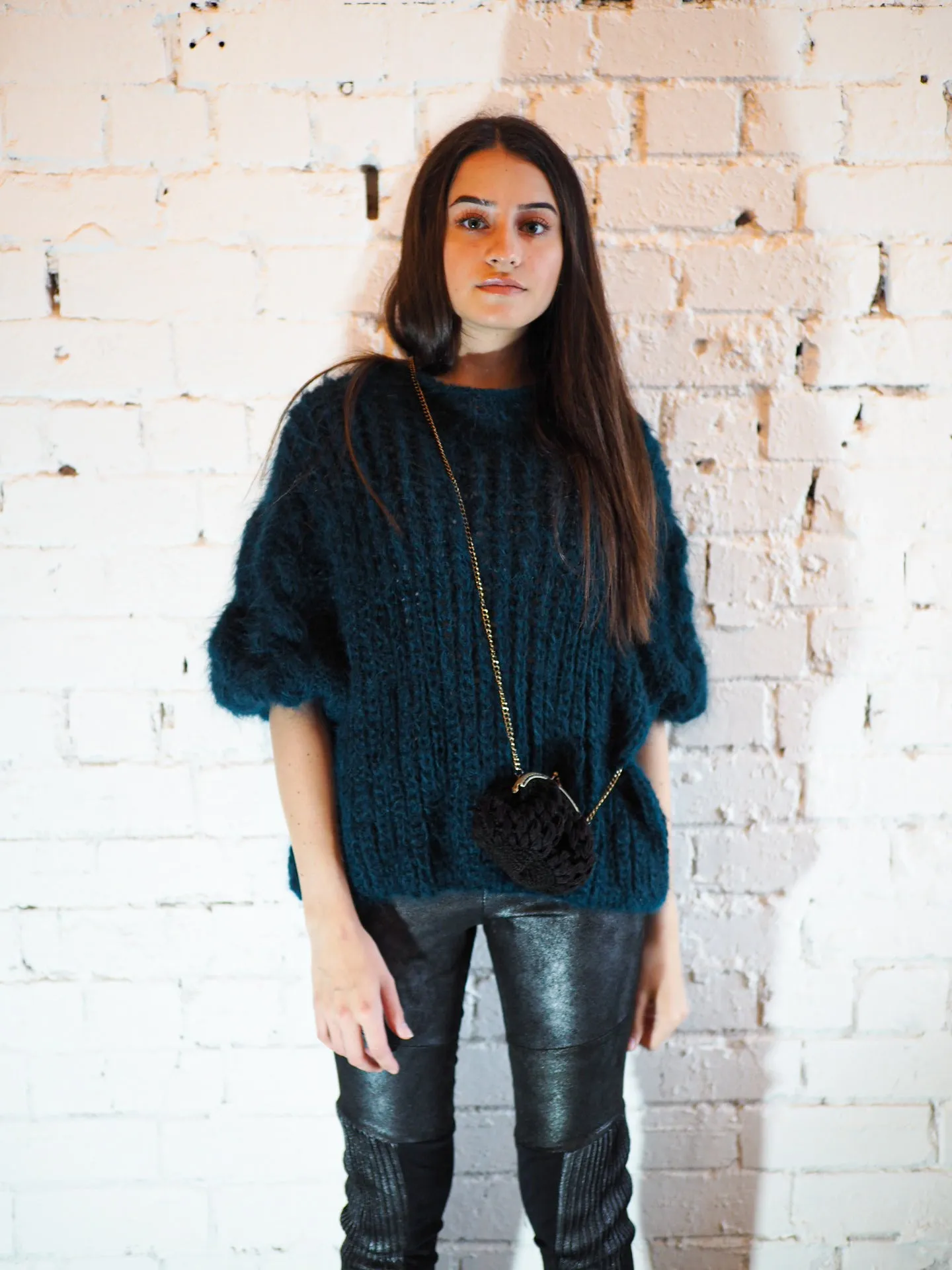Hand knit cable sleeve sweater (alpaca)