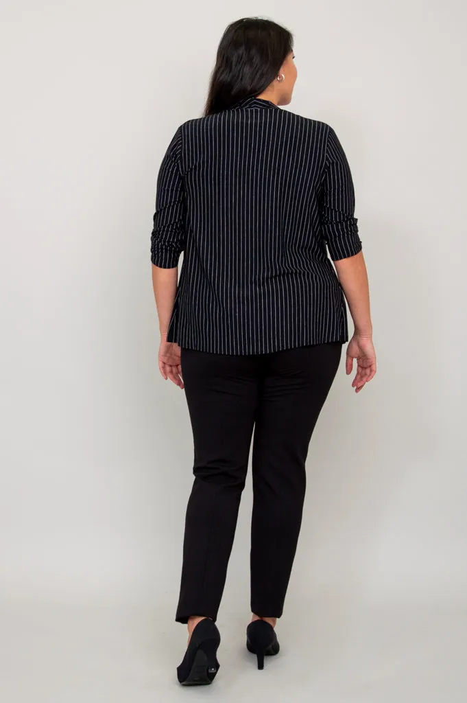 Kathy Jacket, BW Pin Stripe, Bamboo- Final Sale