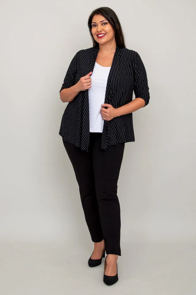 Kathy Jacket, BW Pin Stripe, Bamboo- Final Sale