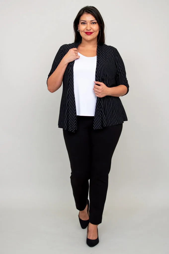 Kathy Jacket, BW Pin Stripe, Bamboo- Final Sale