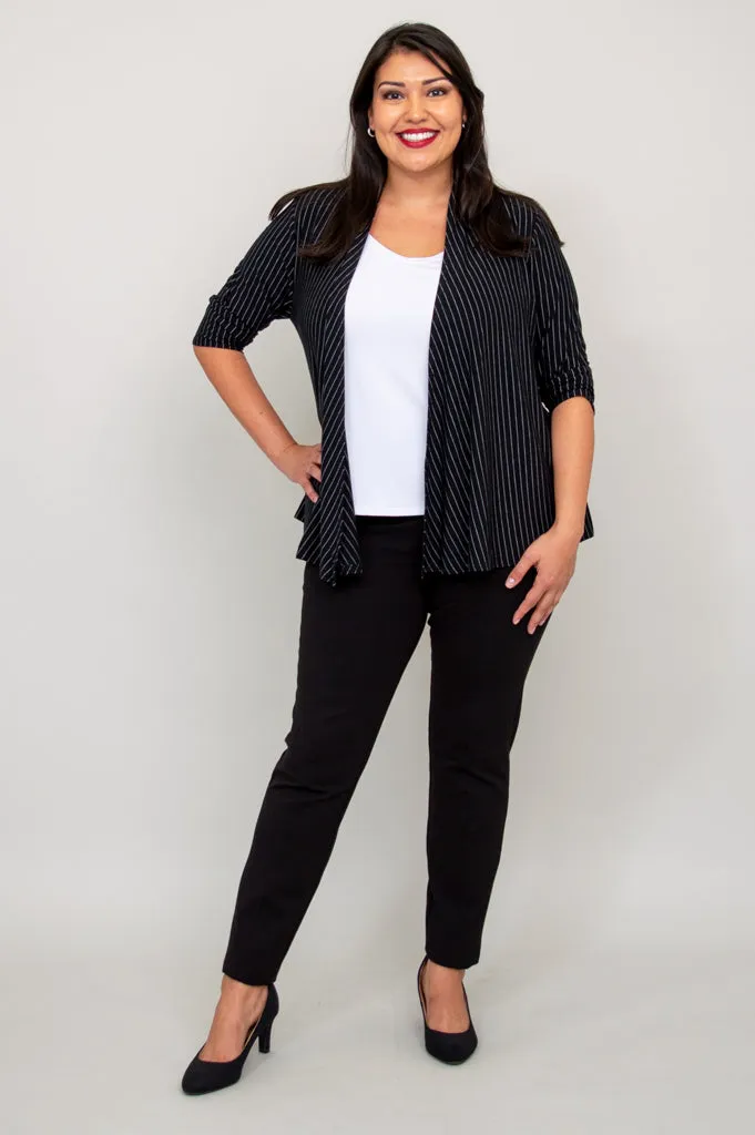 Kathy Jacket, BW Pin Stripe, Bamboo- Final Sale