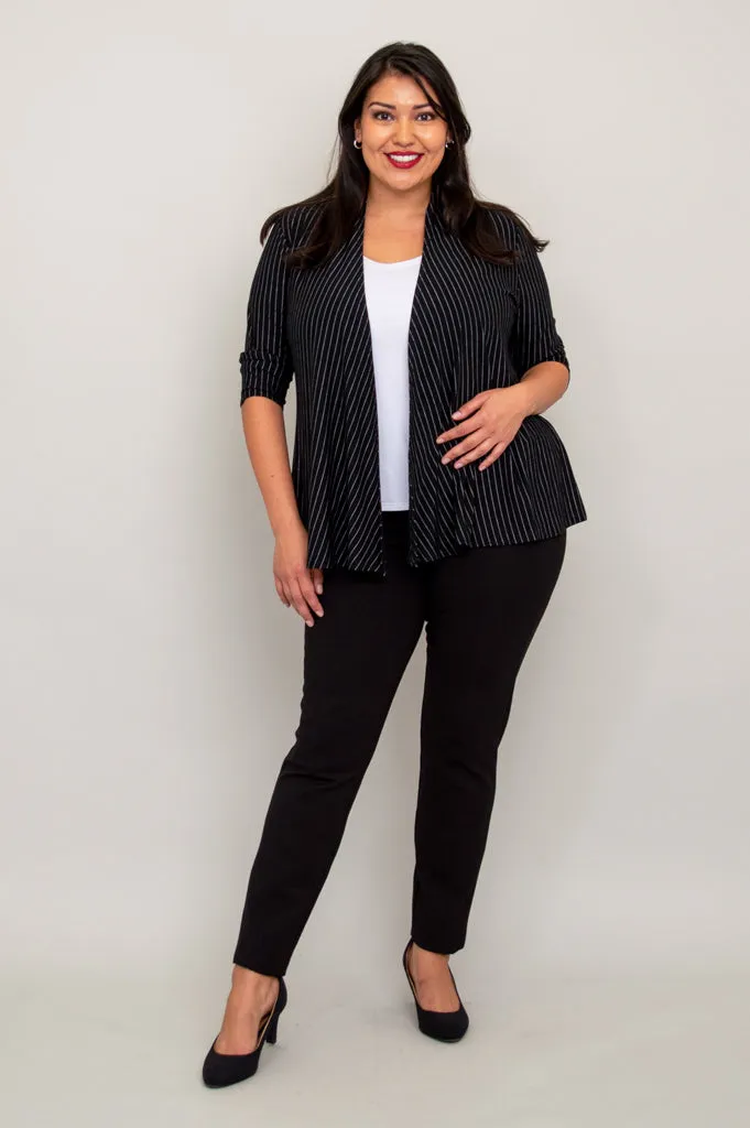 Kathy Jacket, BW Pin Stripe, Bamboo- Final Sale