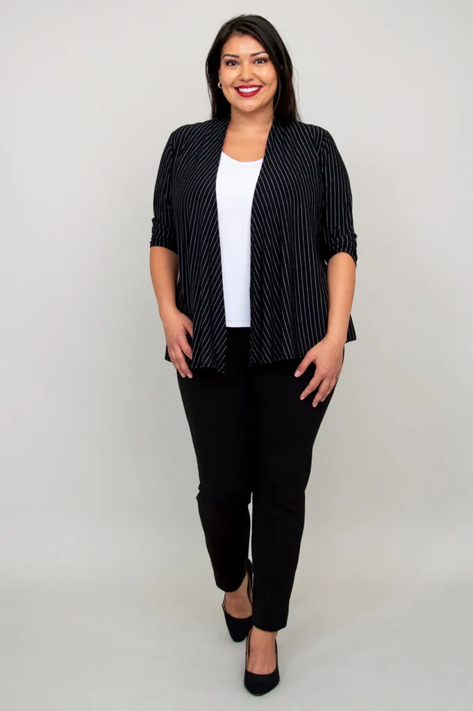 Kathy Jacket, BW Pin Stripe, Bamboo- Final Sale