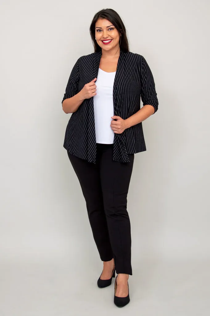 Kathy Jacket, BW Pin Stripe, Bamboo- Final Sale