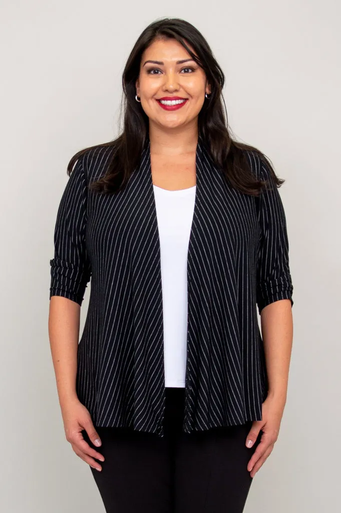 Kathy Jacket, BW Pin Stripe, Bamboo- Final Sale