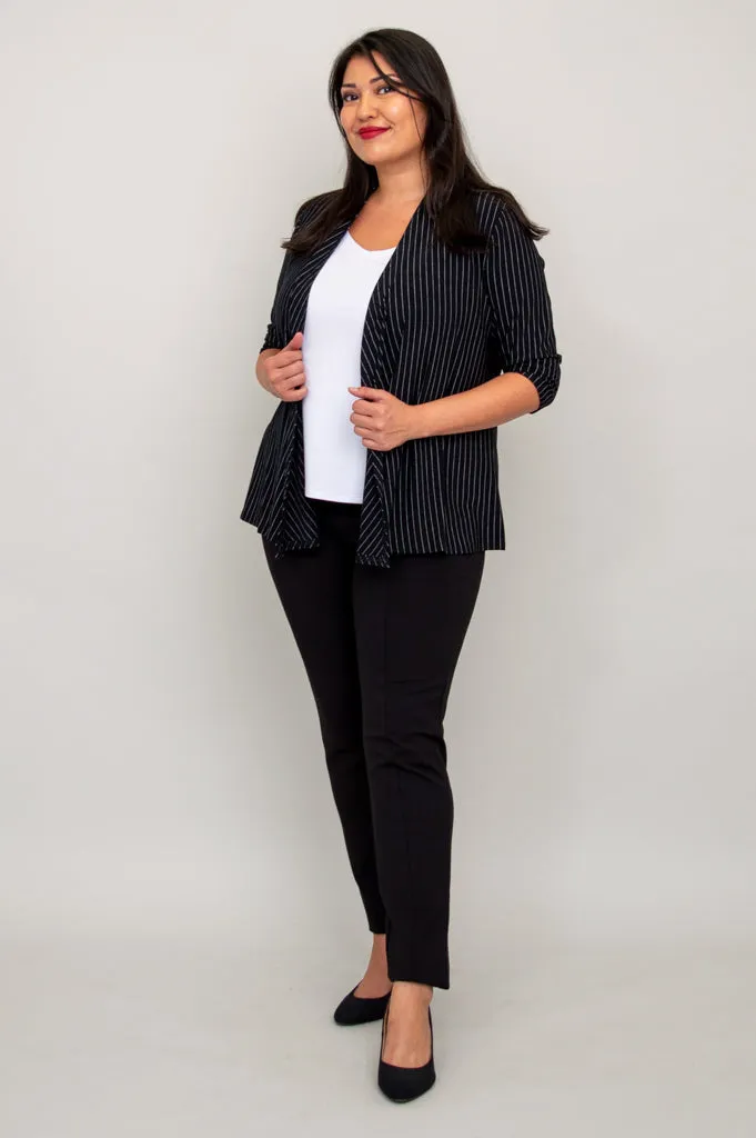 Kathy Jacket, BW Pin Stripe, Bamboo- Final Sale