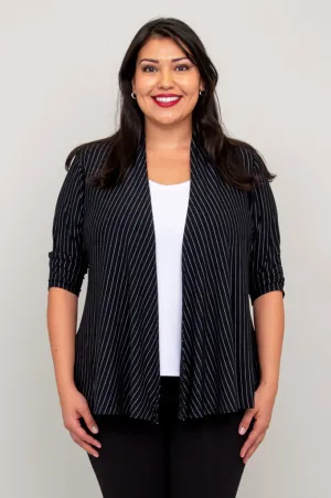 Kathy Jacket, BW Pin Stripe, Bamboo- Final Sale