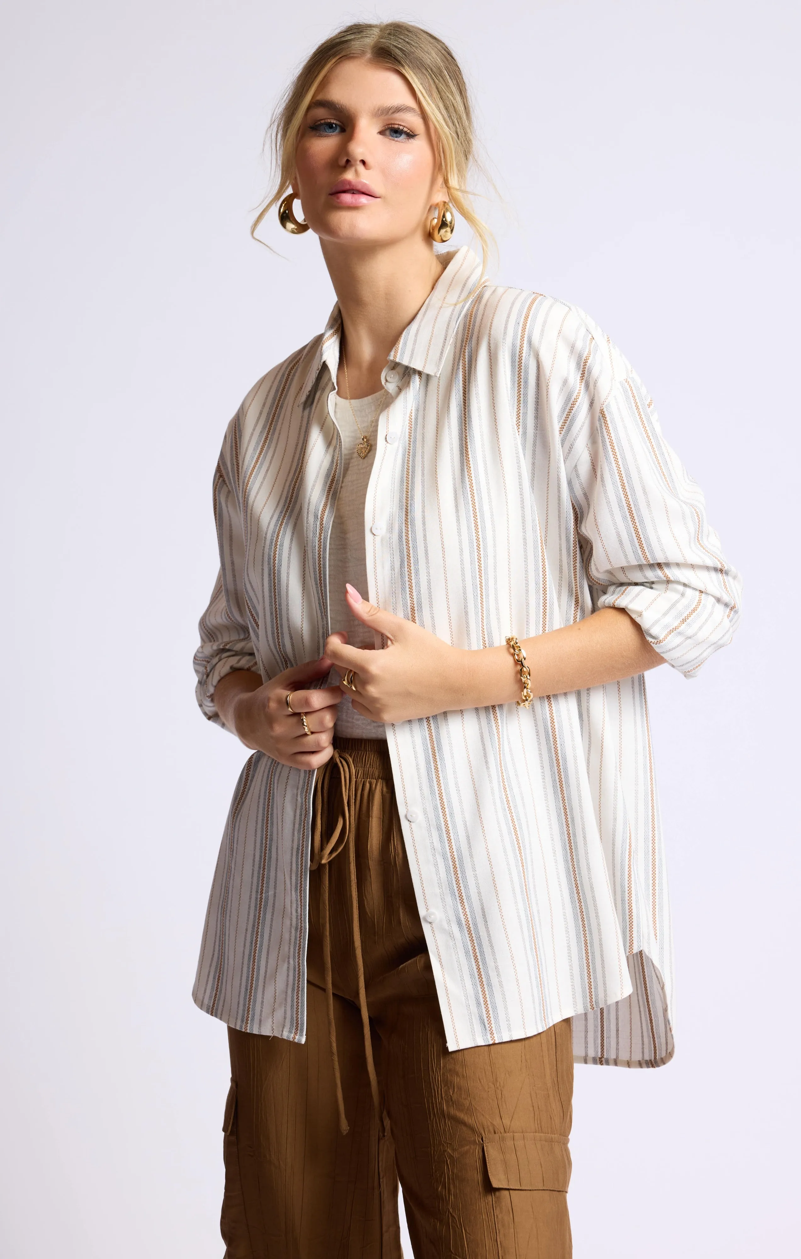 Nopales Striped Hi-Lo Shirt
