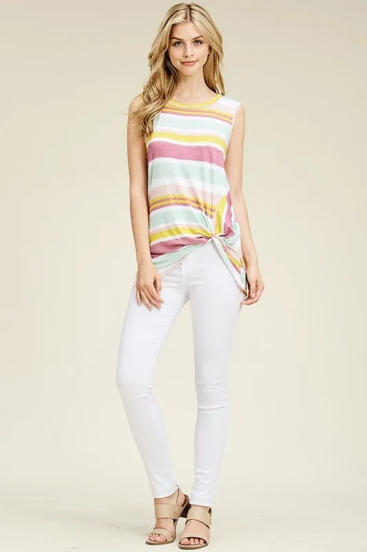 Striped Sleeveless Tunic Top