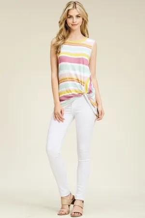 Striped Sleeveless Tunic Top