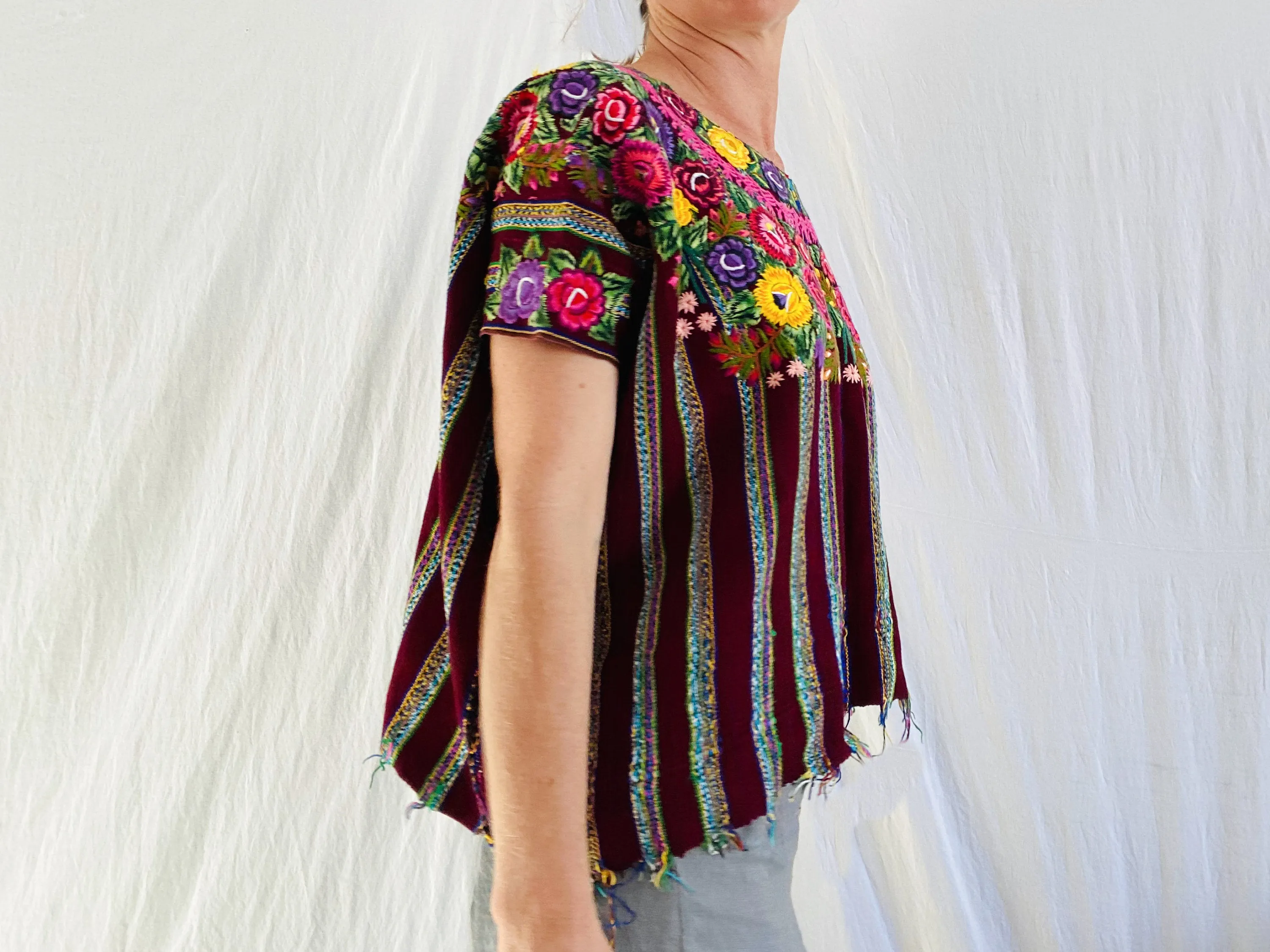 Vintage Guatemalan Huipil. Patzun. Floral Motif