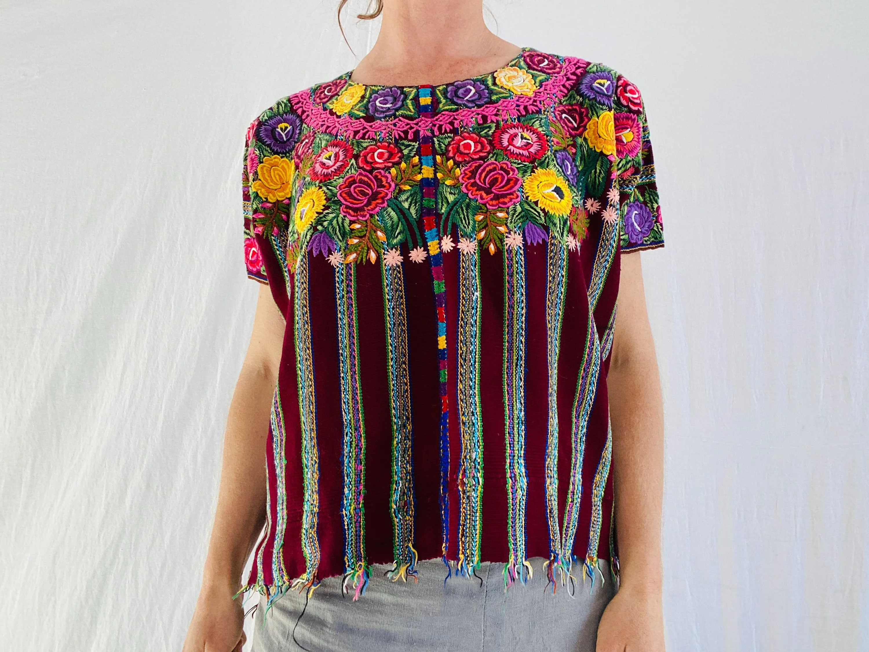 Vintage Guatemalan Huipil. Patzun. Floral Motif