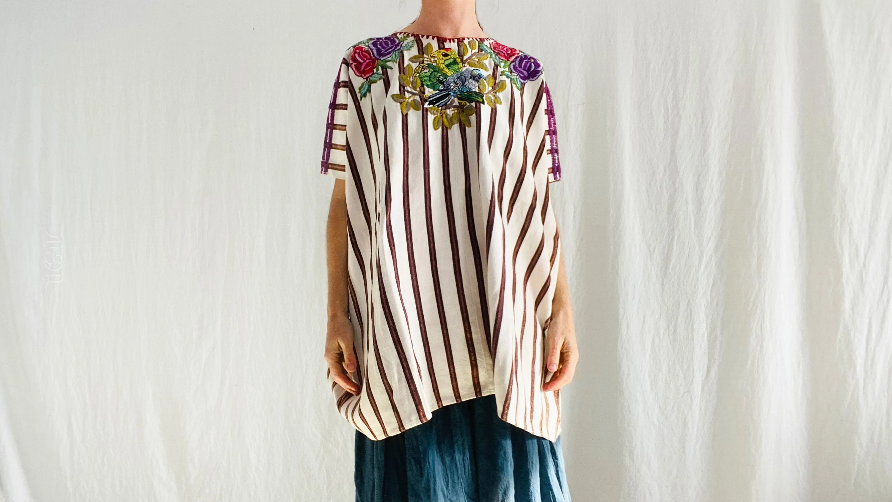 Vintage Guatemalan Huipil. Santiago Atitlan. Birds