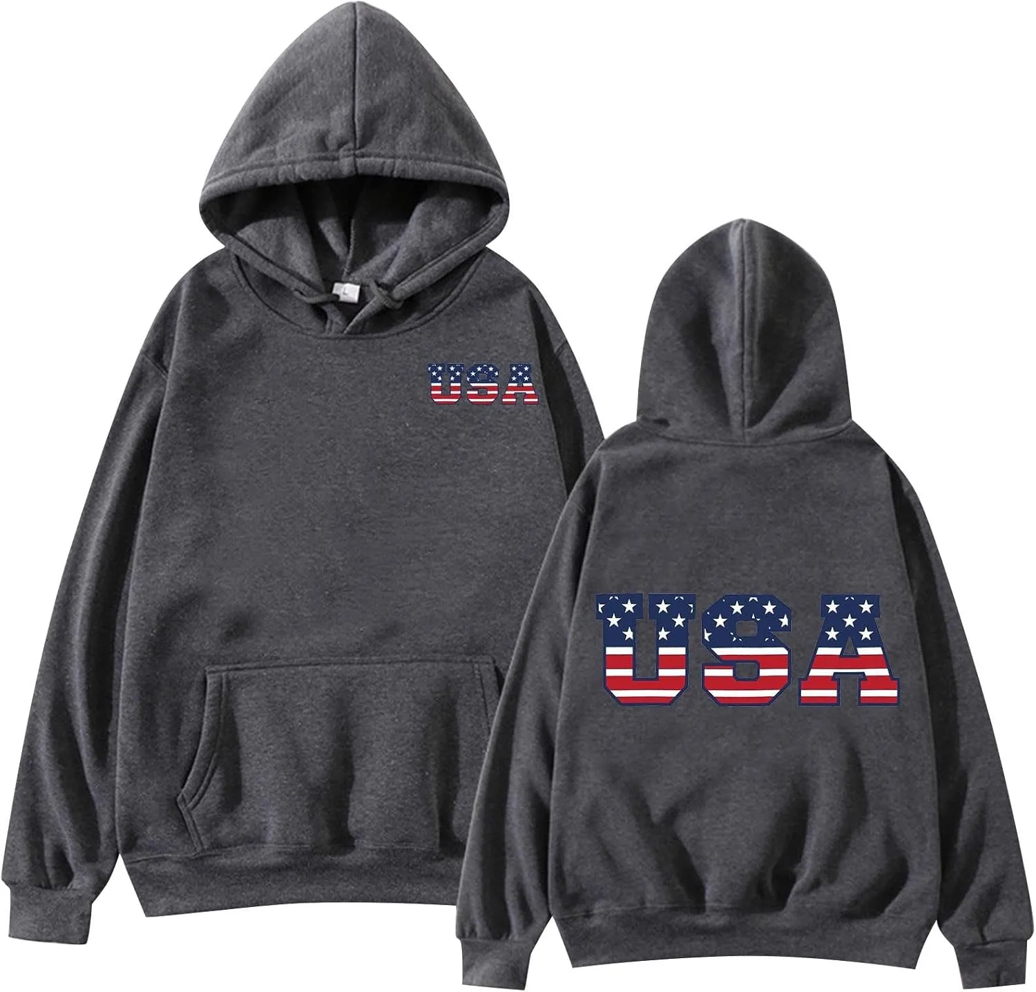 Women's Oversized Hoodie Slogan Letter Graphic Long Sleeve Preppy Sweatshirt Aesthetic Pullover with Pockets