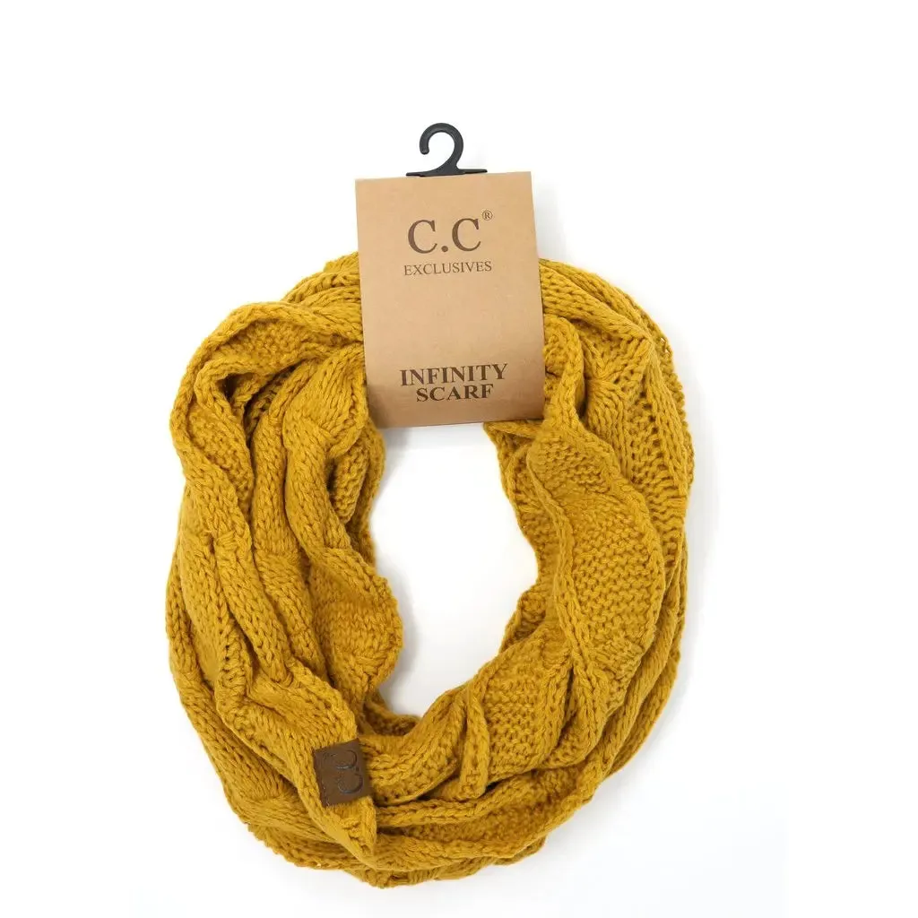 Womens Solid Cable Knit CC Infinity Scarf  Classic & Cozy Winter Essential