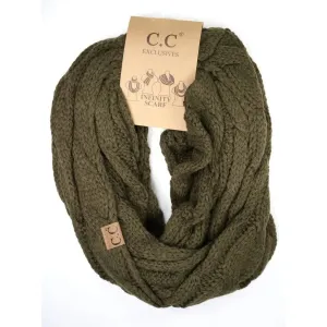 Womens Solid Cable Knit CC Infinity Scarf  Classic & Cozy Winter Essential