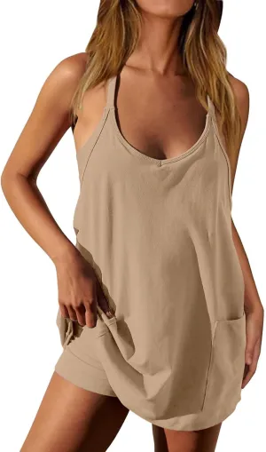 Womens Summer Mini Romper Dresses Workout Tennis Dress Sports Athletic Outfits Built in Shorts Trendy Vacation Dress