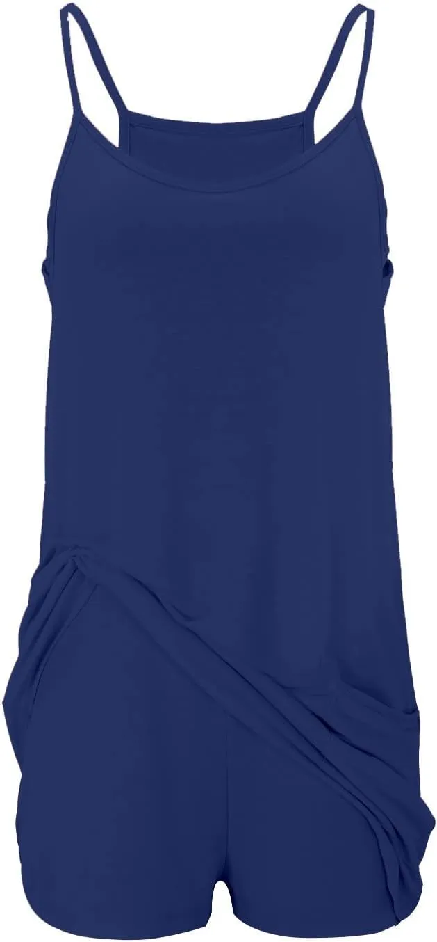 Womens Summer Mini Romper Dresses Workout Tennis Dress Sports Athletic Outfits Built in Shorts Trendy Vacation Dress